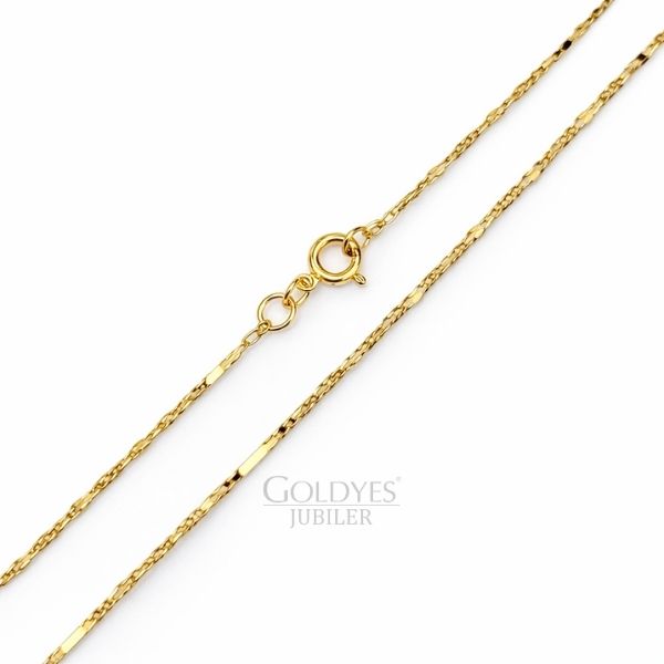 Złoty łańcuszek singapur z blaszką próby złota 585