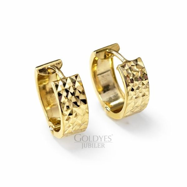 Złote kolczyki diamentowane próby złota 585 14k