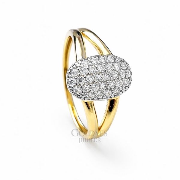 złoty pierścionek z cyrkoniami próba złota 585