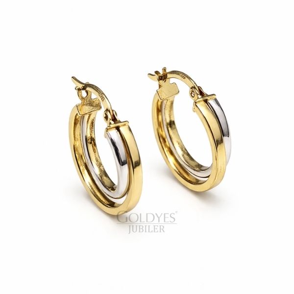 złote kolczyki koła dwukolorowe próba złota 585