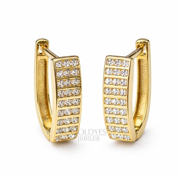 Złote kolczyki z cyrkoniami próby złota 585 14k