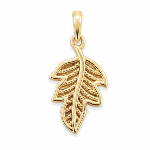 Złota zawieszka liść próby złota 585