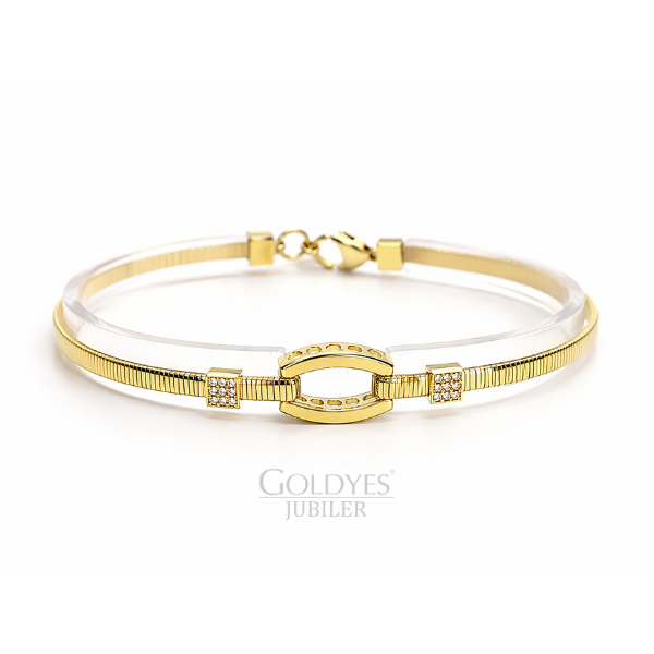 Złota bransoletka z cyrkoniami próba złota 585