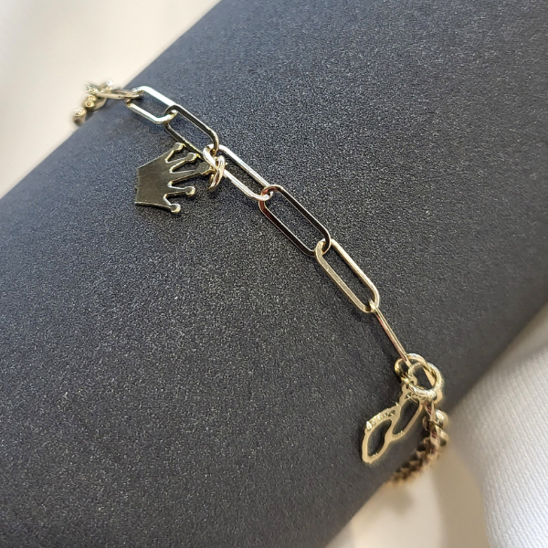 Złota bransoletka z zawieszkami próba złota 585