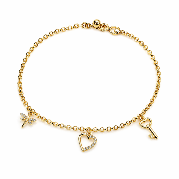 Złota bransoletka z zawieszkami na nogę próba złota 585