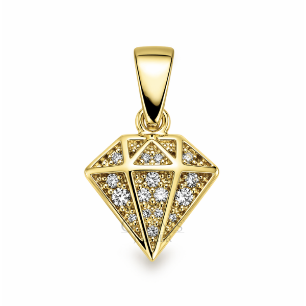 Złota zawieszka diament z cyrkoniami próby złota 585