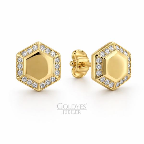 Złote kolczyki z cyrkoniami próby złota 585 14k